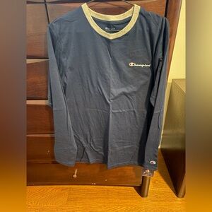 NWT Champion Navy and Gray Long Sleeve lounge/sleep Tee